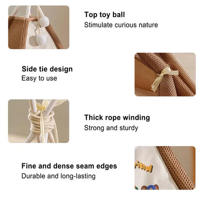 the GOOD BUDDY TEEPEE - Portable Pet Playpen, Breathable Mesh Foldable Dog Tent, Stable Structure Pet Teepee, Machine Washable Portable Indoor Doghouse