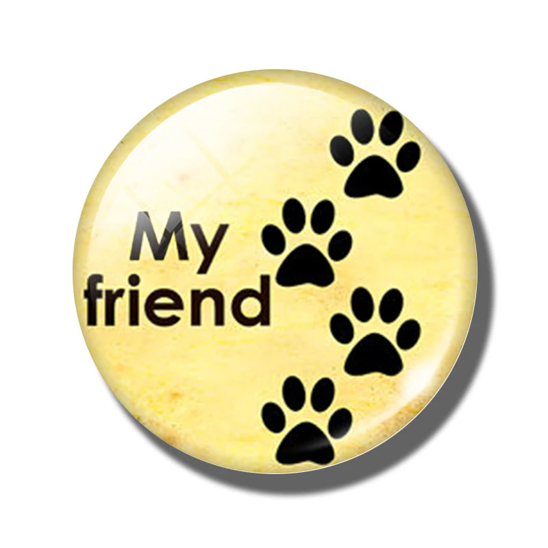 Yellow Brown Dachshund 30MM Fridge Magnet Handmade Weiner Dog Glass DomeRefrigerator Magnets Sticker Cute Animals Kitchen Decor