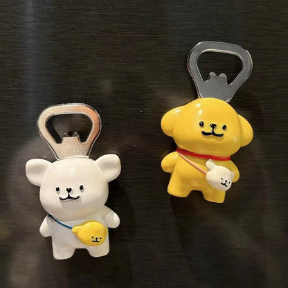 Kawaii Dog 3D Fridge Magnet Bottle Opener Ornament Cartoon Japanese creativity Cute Refrigerator Magnets Kitchen Decoration Gift