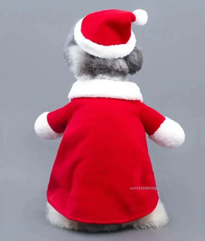 the SANTA PAWS - Pet Christmas Clothes, Santa Claus Dog Costume, Winter Puppy Coat Jacket Suit with Cap, Warm Clothing Cosplay for Dogs/Cats