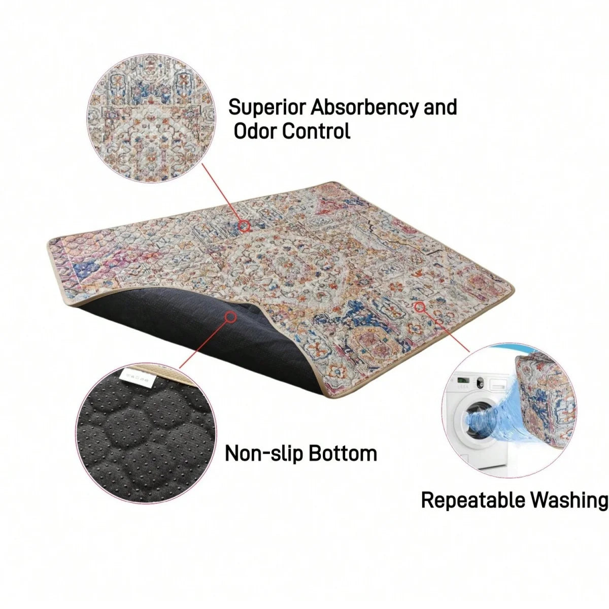 Pet Pee Pad Blanket Washable Urine Mat Ethnic Style Reusable Puppy Training Pads Sleeping Bed 4 Layers Absorbent Dogs Pee Mats