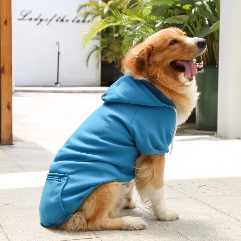 Big Dog Hoodies Autumn and Winter Pet Zipper Pocket Hoodies for Large Medium Sized Dog Clothes Pet Clothing