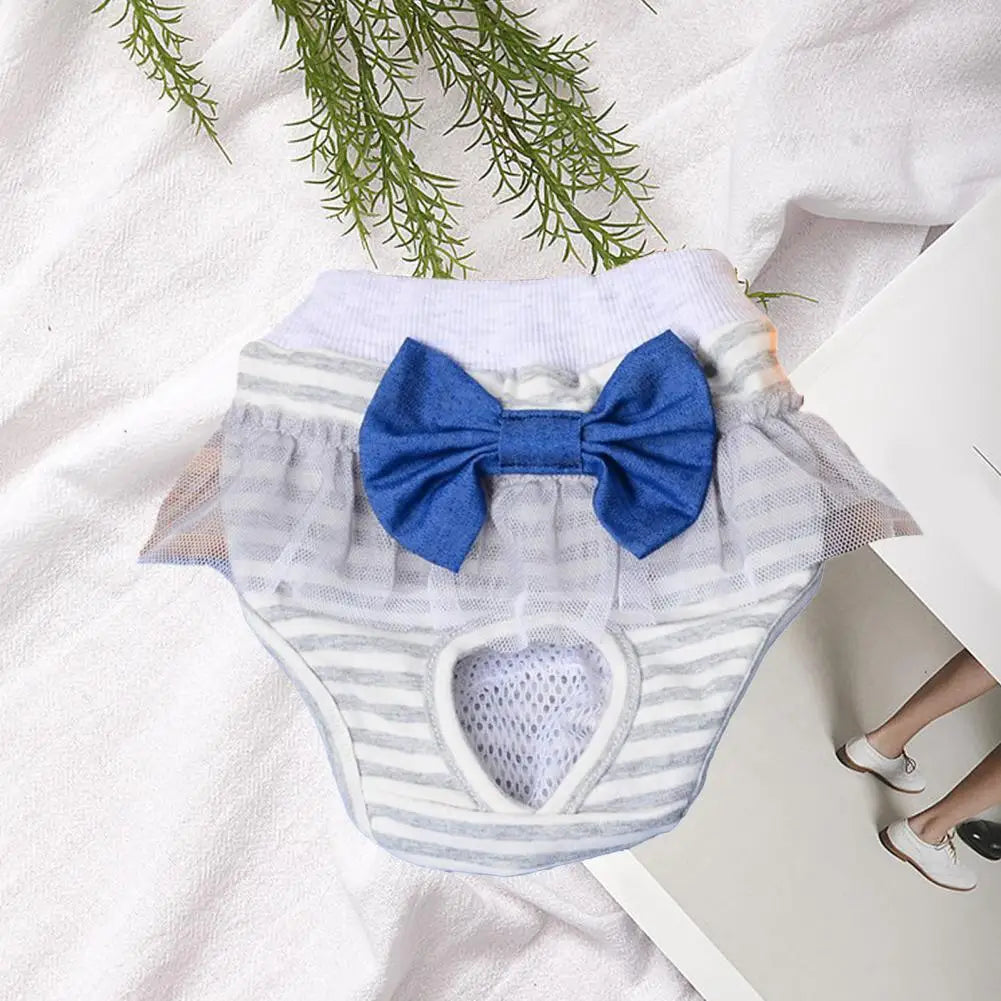Dog Menstrual Pants Comfortable Anti-harassment Pet Sanitary Pants Breathable Cotton Puppy Bowknot Diaper Clothing Pet Supplies