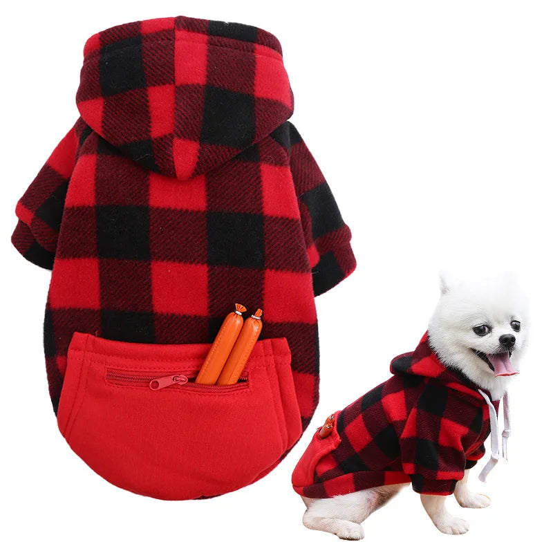 Autumn and Winter Warm Pockets Zipper Small Medium and Large Dog Clothes Pet Cat Teddy Bathroom Clothing Supplies