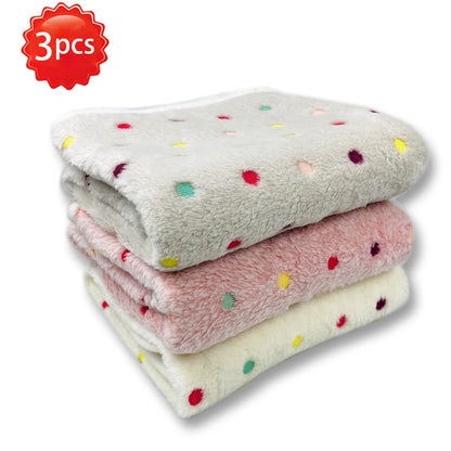3PCS Soft Flannel Fleece Cat Dog Blanket Bed Mats Paw Foot Print Warm Pet Blanket Sleeping Beds Cover Mat For Pets Supplies
