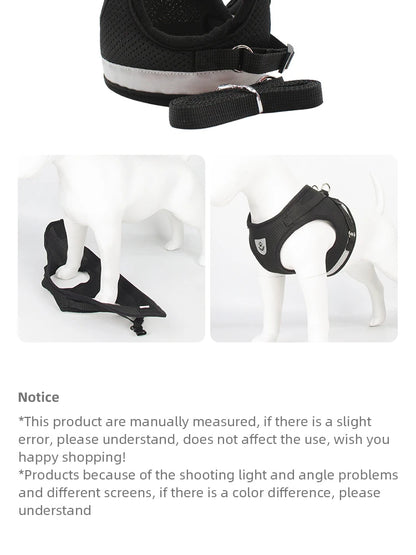 Pet Leash Undershirt Harnesses Mesh Breathable Adjustable Easy Control Reflective Undershirt Dog Harness Collar