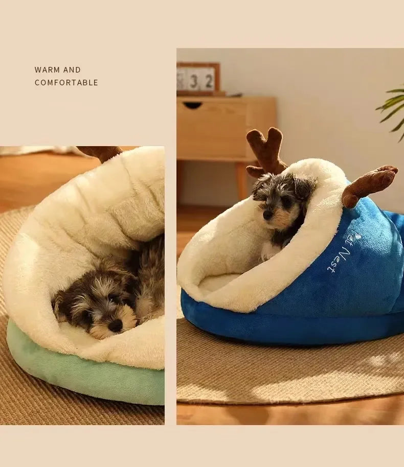 Winter Warm Small Dog Kennel Bed Breathable Dog House Cute Slippers Shaped Dog Bed Cat Sleep Bag Foldable Washable Pet House