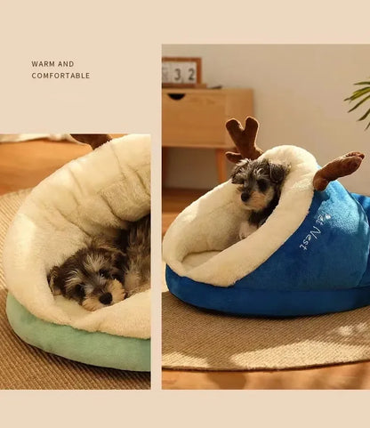 Winter Warm Small Dog Kennel Bed Breathable Dog House Cute Slippers Shaped Dog Bed Cat Sleep Bag Foldable Washable Pet House