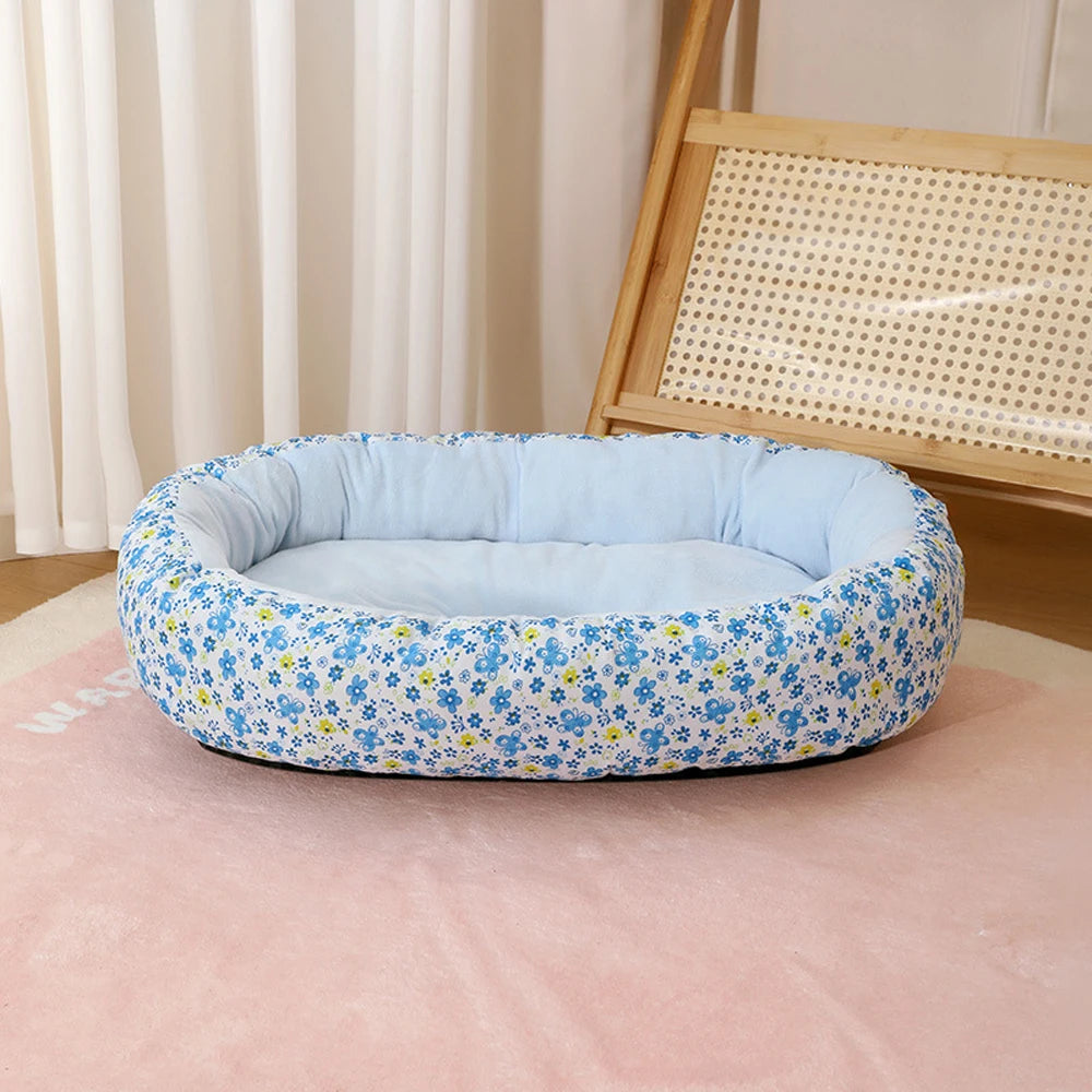 All Seasons Soft Flower Cute Small Cat Sofa Bed Comfortable Medium Dog Bed House Elastic Medium Cat Nest Kennel Accessories