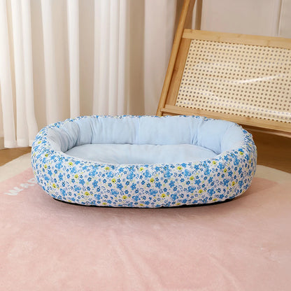 All Seasons Soft Flower Cute Small Cat Sofa Bed Comfortable Medium Dog Bed House Elastic Medium Cat Nest Kennel Accessories