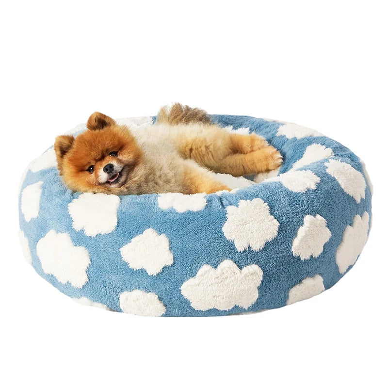 50CM/60CM Round Pet Bed for Dog Cat Bed Super Soft Cats Bed Plush Dog House for Small Dog House Winter Warm Sleeping