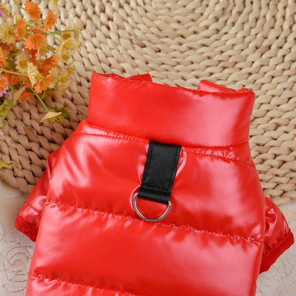 Winter Thicken Puppy Clothes Bright PU Leather Dog Cotton Jacket Waterproof Pet Coat for Small Doggy Costume Chihuahua Outfits