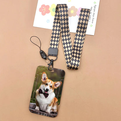 Cat and dog pattern Bank Credit ID Card Student Bus Card Holders Storage Protective Shell Pendant
