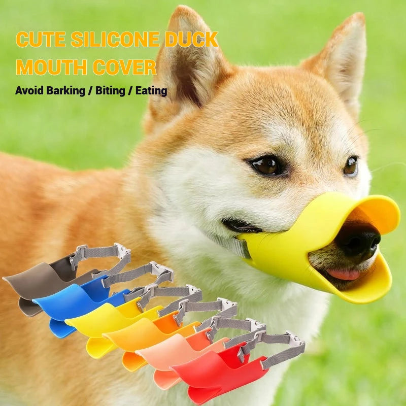 Dog Silicone Duck Muzzle For Pet Anti Bite Stop Barking Small Large Dog Mask Safe Adjustable Mouthpiece Cover Pet Accessories