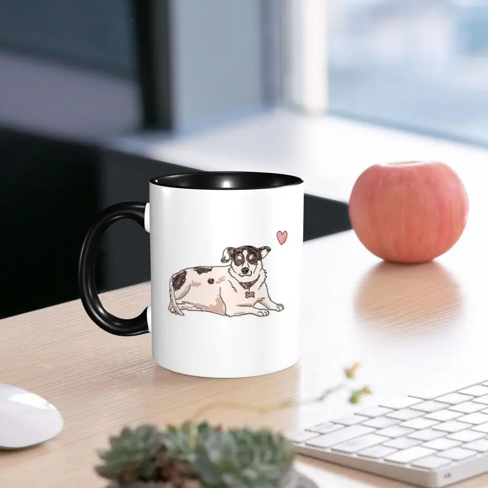 Cute Jack Russell, Sweet Simple Dog Design Mug Funny Ceramic Coffee Cups Tea Mugs Milk Cup Drinkware Gifts for Woman Man