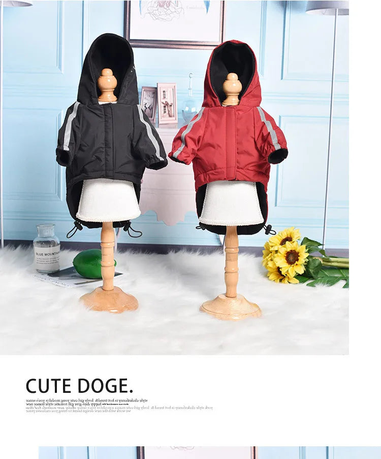 the REFLECTIVE ROVER JACKET - Reflective Pet Clothes, Autumn/Winter Pet Dog Waterproof Warm Coat, Cotton Hooded Jacket, The Dog Face Small Dog Clothes