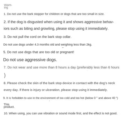 the BARK STOPPER - Intelligent Dog Collar Anti Barking Automatic Stop Device Dog Training Electric Anti Disturbance Stop Barking Waterproof