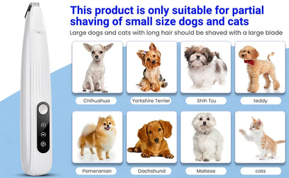 Portable Dog Paw Trimmer with Led Light Rechargeable Cordless Nail Grinder Shaver for Cats And Other Pets Nail Grooming Tools