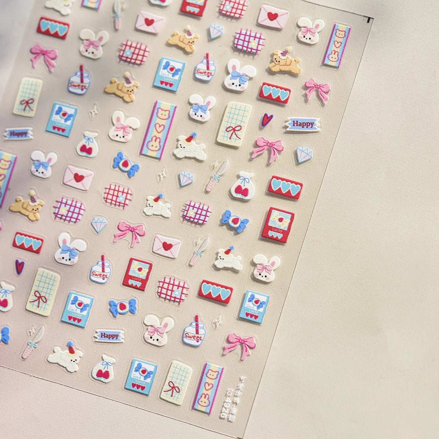 Graffiti Cat Claw Rabbit Bunny Bear Dog Flower Lovely Animal Fruit Dim Sum Candy Sunflower Adhesive 5D Nail Art Stickers Decal