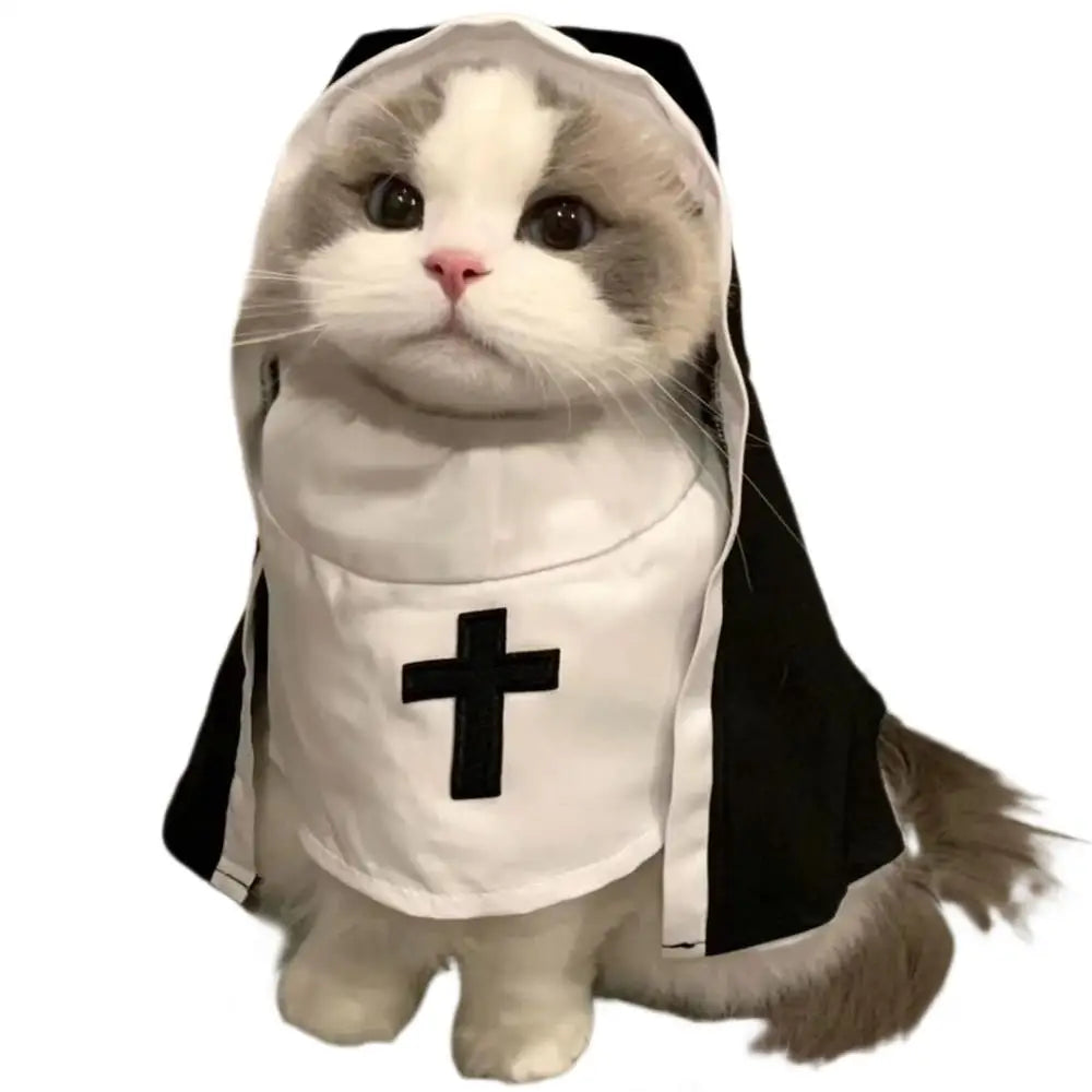 Three-Dimensional Modeling Nun Style Headwear Dress Up Cosplay Pet Costume Set Halloween Dog Transform Clothes