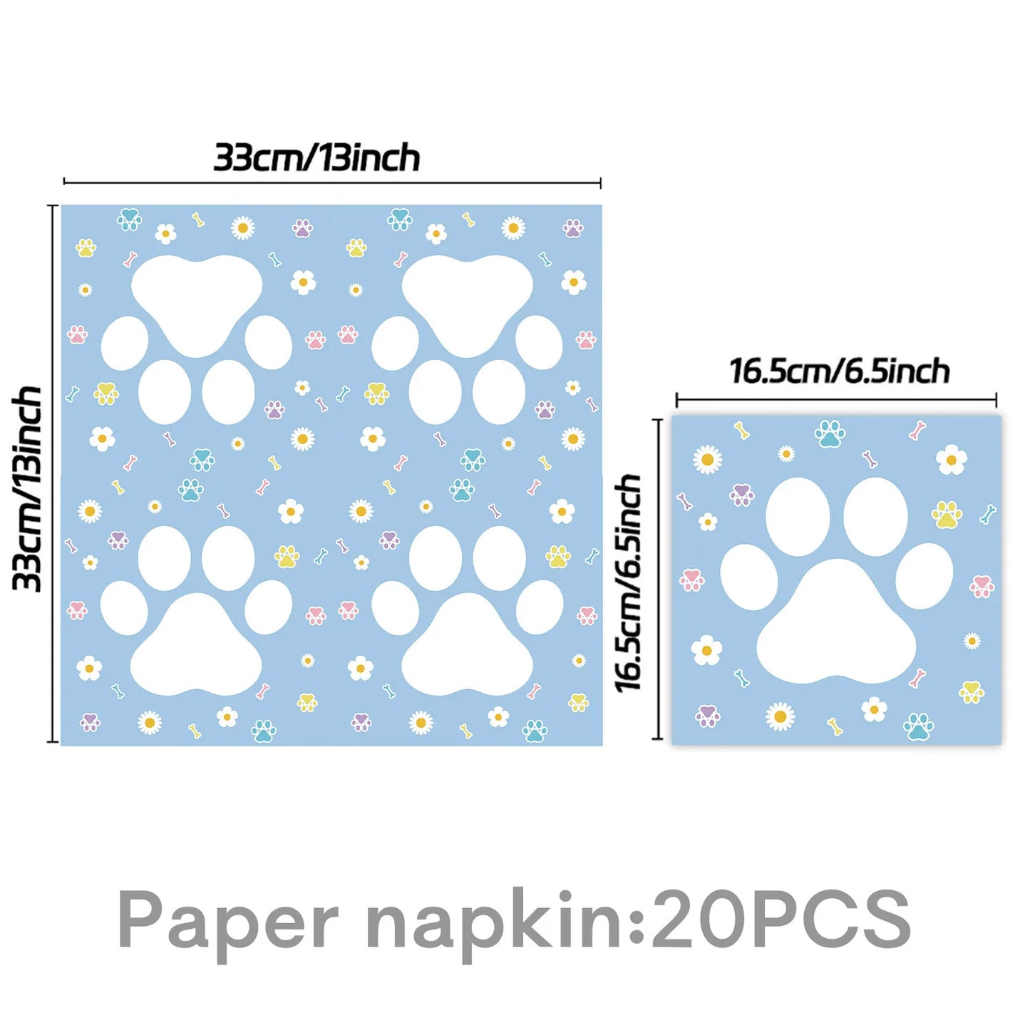 20pcs Cartoon Dog Disposable Napkins Dog Decoration Paw Prints Dog Themed Kids Birthday Party Baby Bath Decoration Supplies