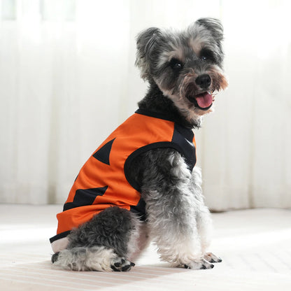Halloween Ghost Pumpkin Print Dog T-shirt For Small Medium Dogs Cats Breathable Puppy Vest Costume Schnauzer Yorkshire Pet Coat