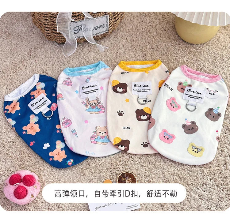 Four Seasons NewinsJapanese and Korean Style Thermal Pet Dog Cat Clothes Teddy Bichon Pulling Vest Wholesale