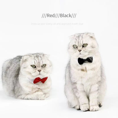 the DAPPER PUP BOW TIE COLLAR - 1PC Pets Puppy/Dogs/Cats Adjustable Bow Tie, Collar Necktie Bowknot, Bowtie Holiday Wedding Decoration, Grooming Accessories