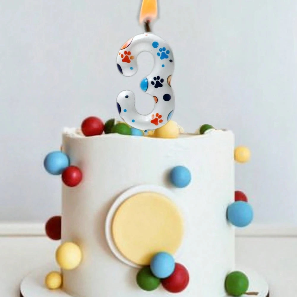 Cute Puppy Paw Print Number Birthday Candles, Suitable For Cake Decorations, Birthday Celebrations, Anniversary Commemorations