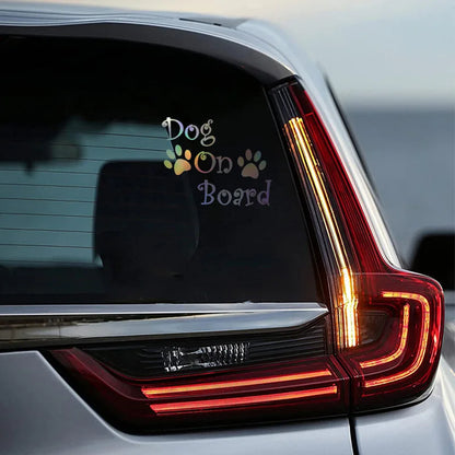 Dog On Board Dog Footprints PVC Decorative Stickers Vinyl Film Cute Funny Decal For Car Body Bumper Rear Window Auto Accessories