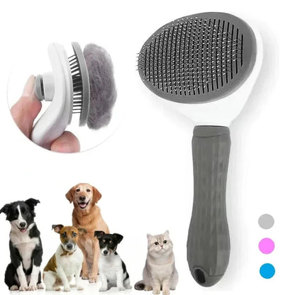 Dog Grooming Brush with Easy Clean Button, Pet Massage Comb for Effective Detangling and Hair Removal, Suitable for Dogs