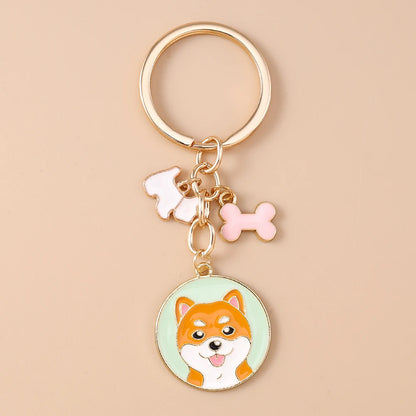 Cute Enamel Puppy Dog Keychain Cartoon Animal Key Ring Pendants for Women Girls Handbag Accessories DIY Jewelry Gifts