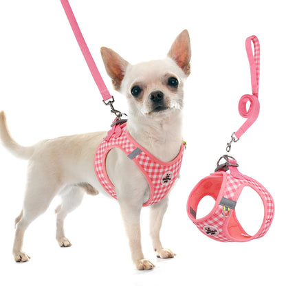 the PLAIDBUDDY HARNESS - Puppy/Kitten Chest Strap, Fresh Plaid Kitten/Puppy Leash, Anti-Break Adjustable Reflective Pet Chest Strap, Small Dog/Kitten Chest
