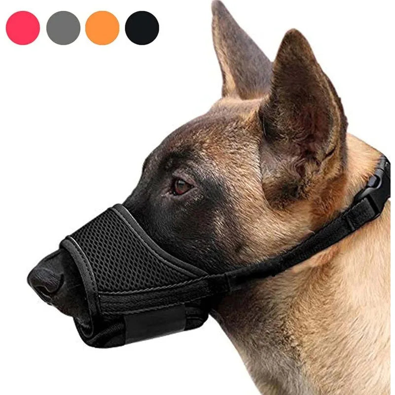 the ANTI-BITE DOG MUZZLE - Soft Air Mesh Dog Muzzle for Small, Medium & Large Dogs – Anti-Bite, Anti-Bark, Anti-Chew, Breathable, Drinkable & Adjustable