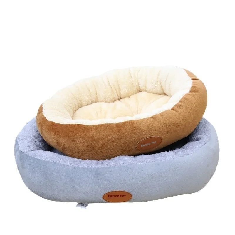 Autumn/Winter Warm Pet Nest Big Dog Mat Oval Teddy Dog Cat Nest Golden Retriever Comfortable Cozy Pet Bed