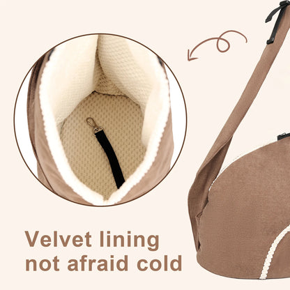 Plush Pet Cat Carrier Bag With 6kg Capacity,Winter Warm Portable Dog Travel Bag