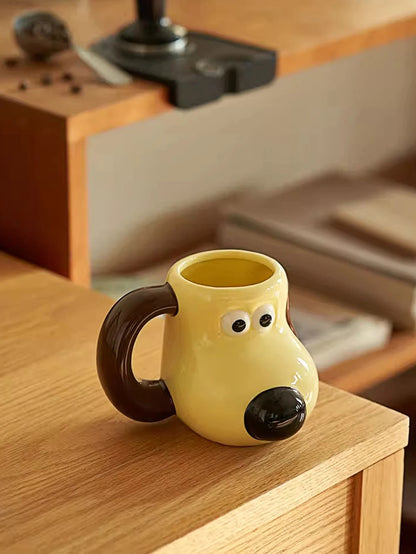 A 520ml large capacity paw dog ceramic mug cartoon creative coffee cup office drinking cup household cup suitable for children's