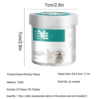 the PET EYE WIPES - Pet Eye Wipes Cats and Dogs, Tear Mark Wet Wipes, Cats and Dogs Universal No Irritation Cleaning Products, 130 Canned Wipes