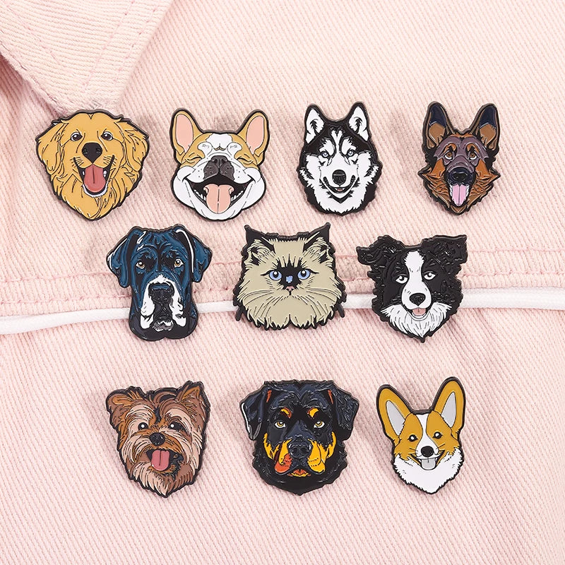 Cute Golden Retriever Border Collie Beagle Collie Enamel Pin Cartoon Pet Dog Animal Brooch Lapel Badge Jewelry Gifts For Friends