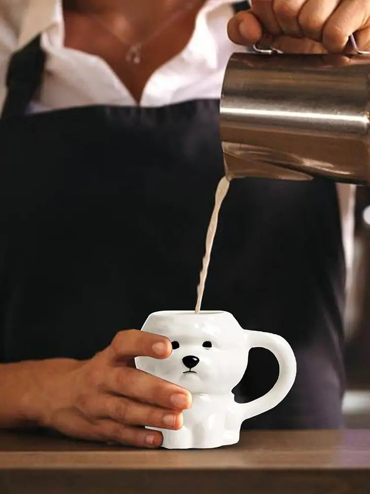 Novelty Puppy Mugs Bichon Frise Puppy Ceramic Mug Cute Creative Home Drinking Cup Coffee Cup Couple Cup Festival Gifts