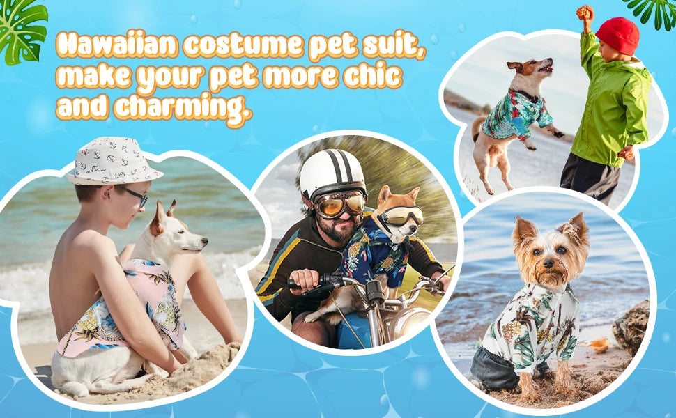 Hawaii Dog Shirt Colorful Flower Printed T-Shirt Breathable Cool Shirt Summer Beach Style Dog Clothes Medium and Large Dog Boys