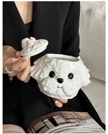 Cute Teddy Dog Shaped Mug Ceramic Cup&saucer Dining Table Coffee Cup Milk Tea Mugs Afternoon Tea Teacup Fruit Juice Container