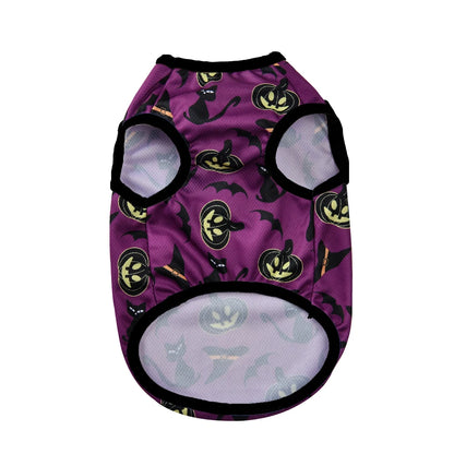 Halloween Ghost Pumpkin Print Dog T-shirt For Small Medium Dogs Cats Breathable Puppy Vest Costume Schnauzer Yorkshire Pet Coat