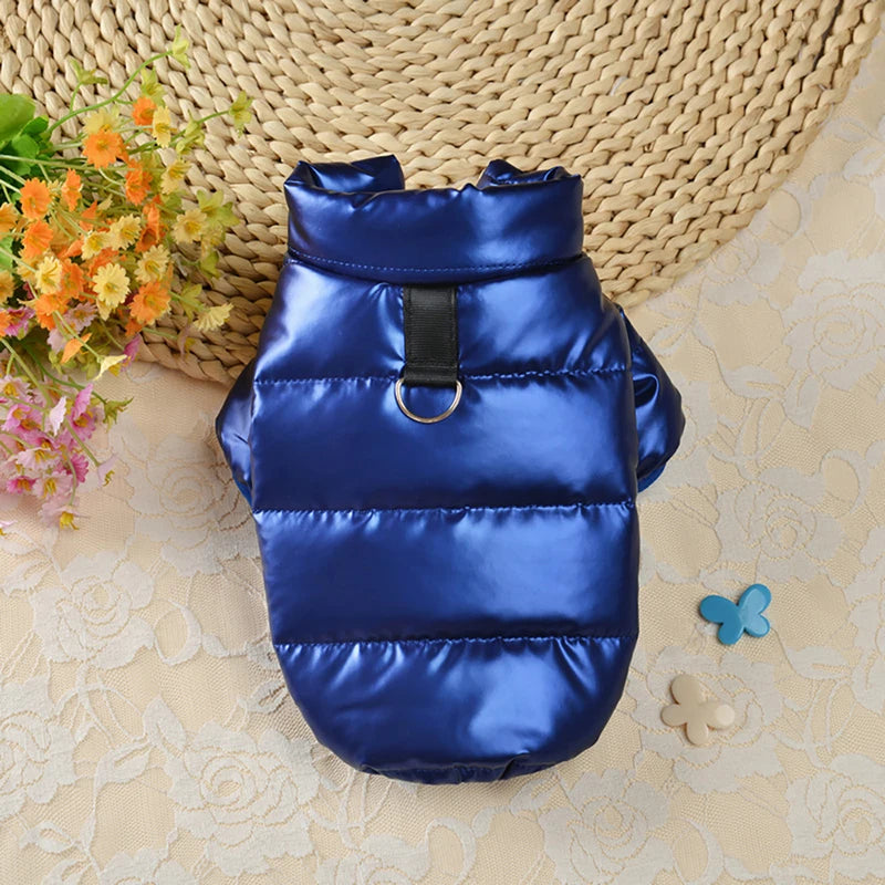 Winter Thicken Puppy Clothes Bright PU Leather Dog Cotton Jacket Waterproof Pet Coat for Small Doggy Costume Chihuahua Outfits