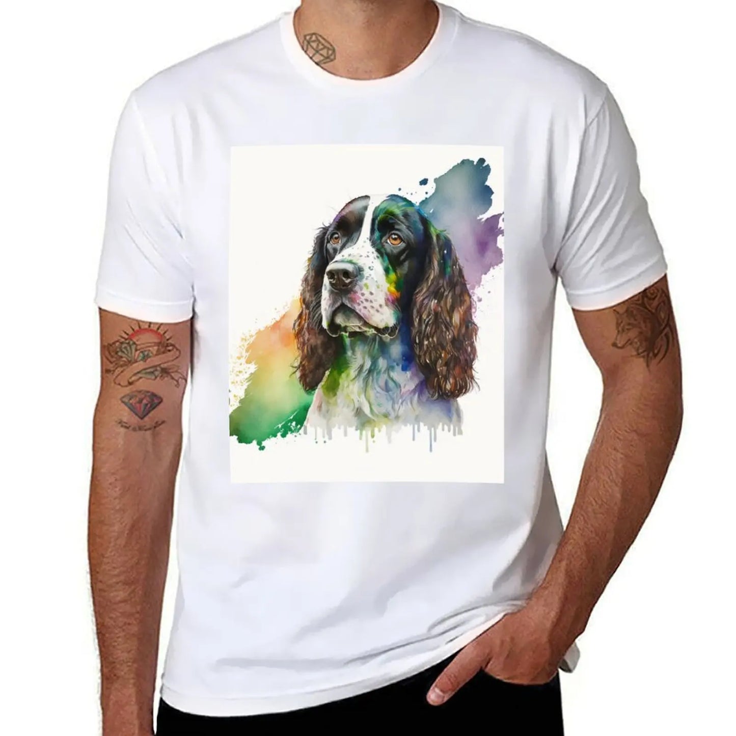 the SPRINGER SPANIEL - Watercolor English Springer Spaniel Digital Art T-Shirt