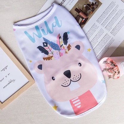 Quick-drying Yorkie Dog Vest Dog Tank Top Summer/Spring Cartoon Hoodie Chihuahua Dog Clothes French Bulldog Puppy Dogs/Cat Shirt