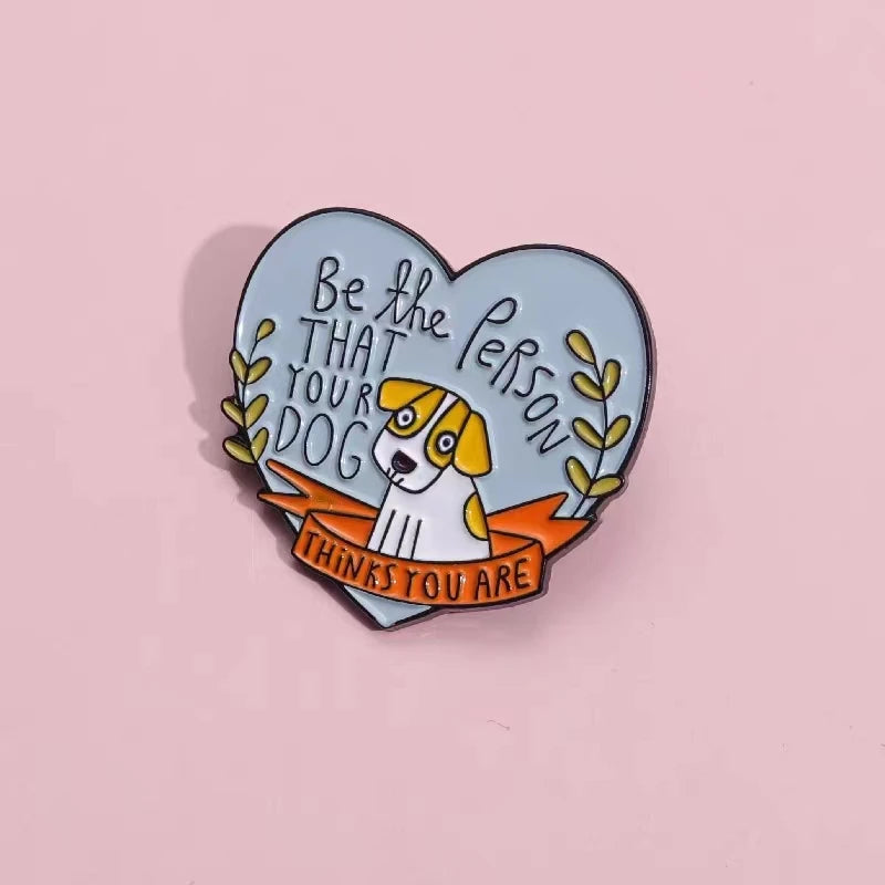 Puppy Heart Shape Enamel Pins Funny Dog Person Brooches Lapel Badges Backpack Clothes Animals Pet Jewelry Pin Gifts for Friends