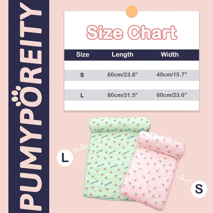 Pet Cooling Mat Ice Silk Cooling Mat with Pillow for Dogs Cats Portable Washable Pet Cooling Blanket, Car Seats, Beds for Summer