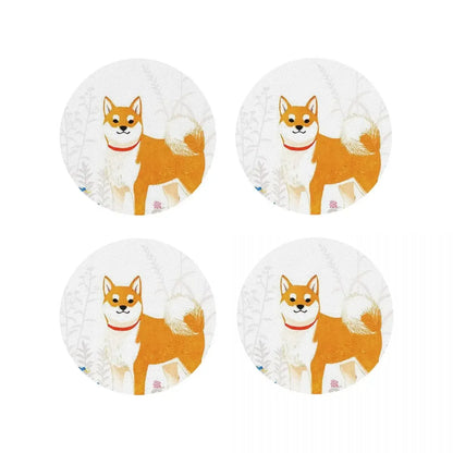 Animal Shiba Inu Dogs Coasters Kitchen Placemats Waterproof Insulation Cup Coffee Mats For Decor Home Tableware Pads Set of 4