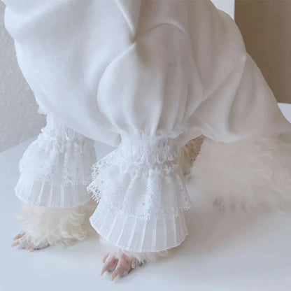 Dog Pure White Bottoming Shirt Pet Clothes White Puppy Cat Teddy Spring Autumn New Bottoming Shirt Girl Dog Shirts Dog Cloths